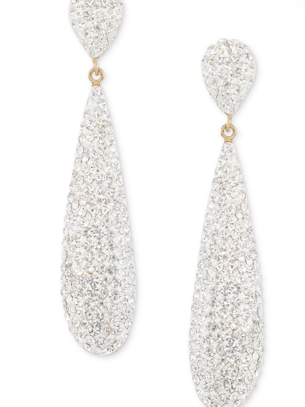 Crystal Pave Teardrop Drop Earrings - Clear